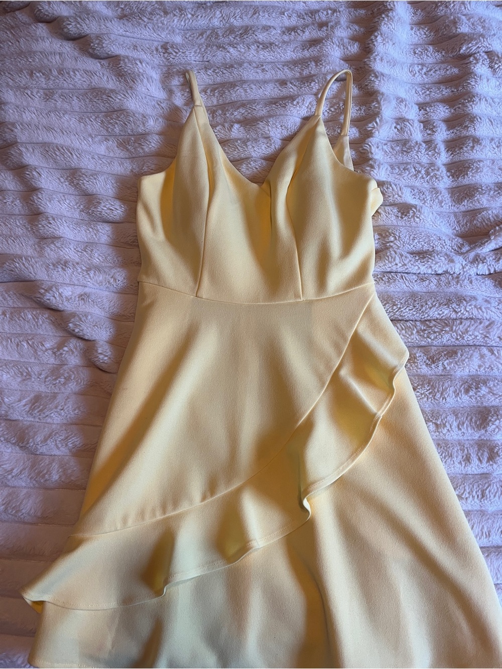 Xtraordinary Pale Yellow Ruffle-Trim Slip Dress